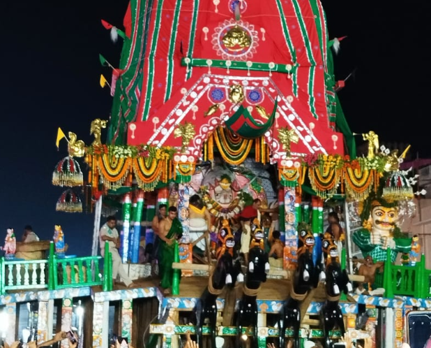 Sacred Journey Continues: Taladhwaja Chariot Reaches Saradhabali During Rath Yatra Festivities