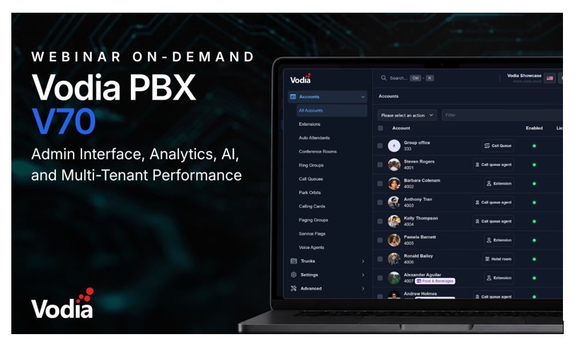 Vodia PBX V70 Webinar Now Available on Demand