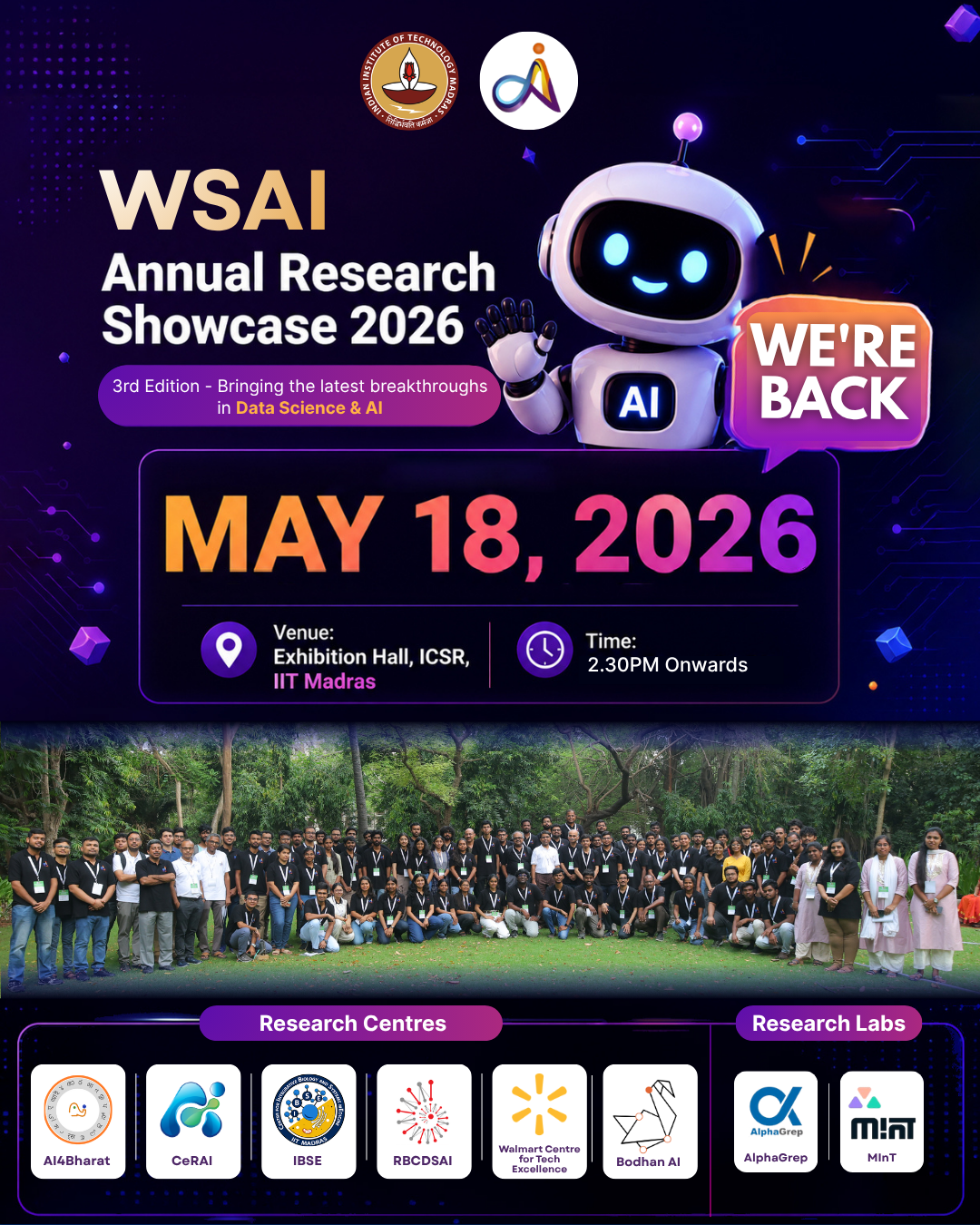 IIT Madras&rsquo; WSAI to showcase 100 AI & Data Science Research Projects at Annual Research Showcase 2026