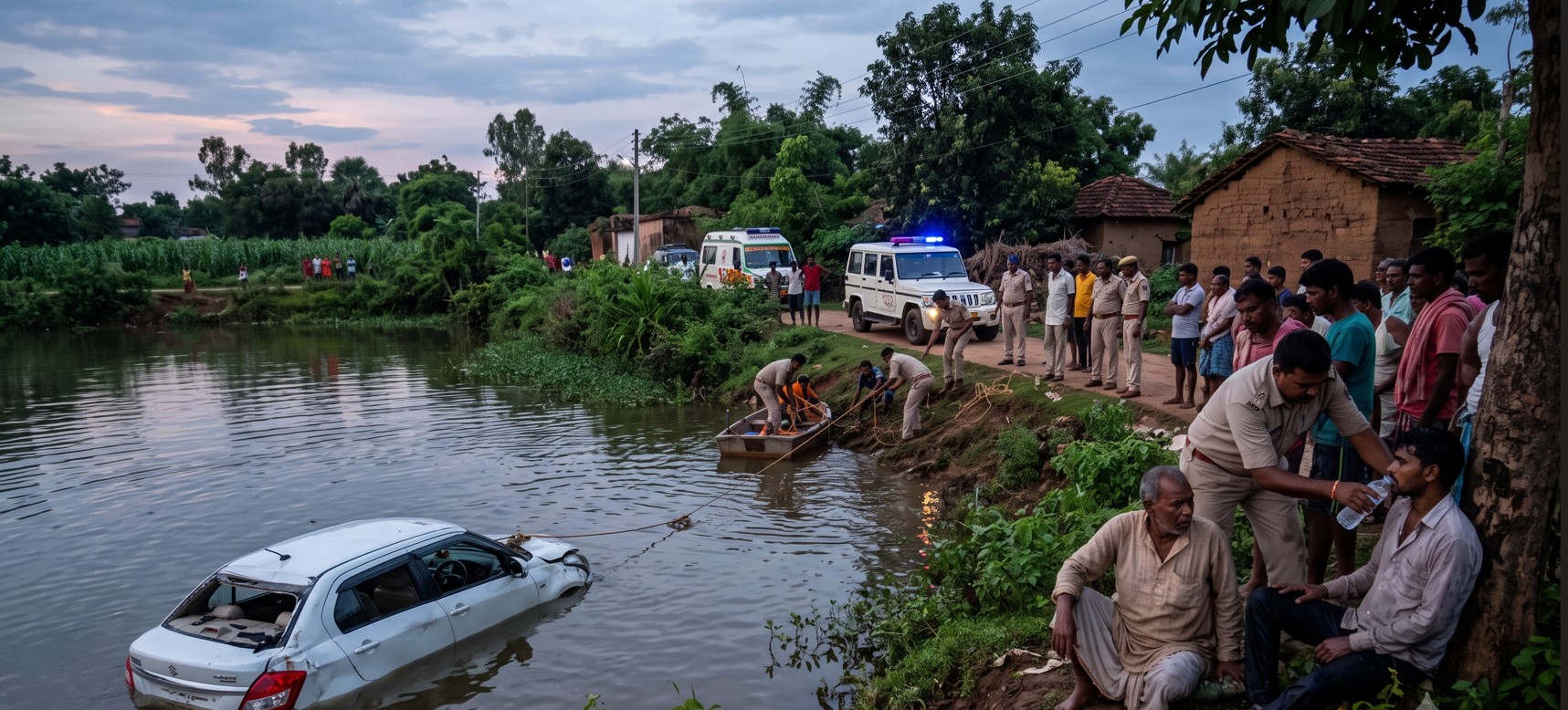 Five Killed, Two Survive After Car Returning from Wedding Plunges into Pond in Dhenkanal