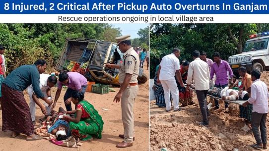 Eight Injured, Two Critical After Pickup Auto Overturns In Ganjam