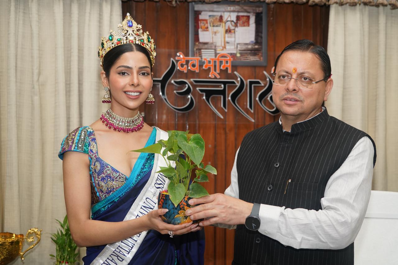 Chief Minister Pushkar Singh Dhami Honours Miss Universe Uttarakhand 2026 Anubha Vashisth