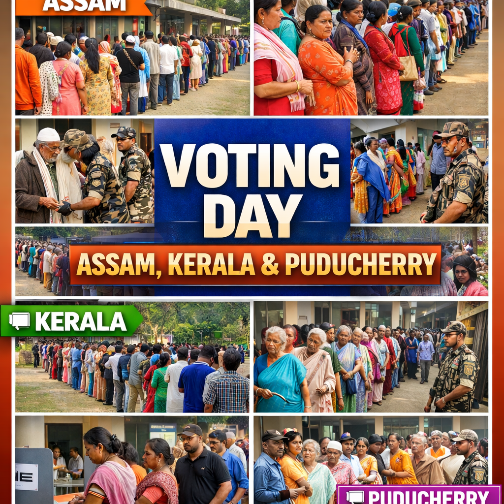 Single-Phase Voting Begins Across Kerala, Assam and Puducherry for 296 Seats