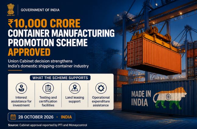 Union Cabinet Approves ₹10,000 Crore Container Manufacturing Promotion Scheme