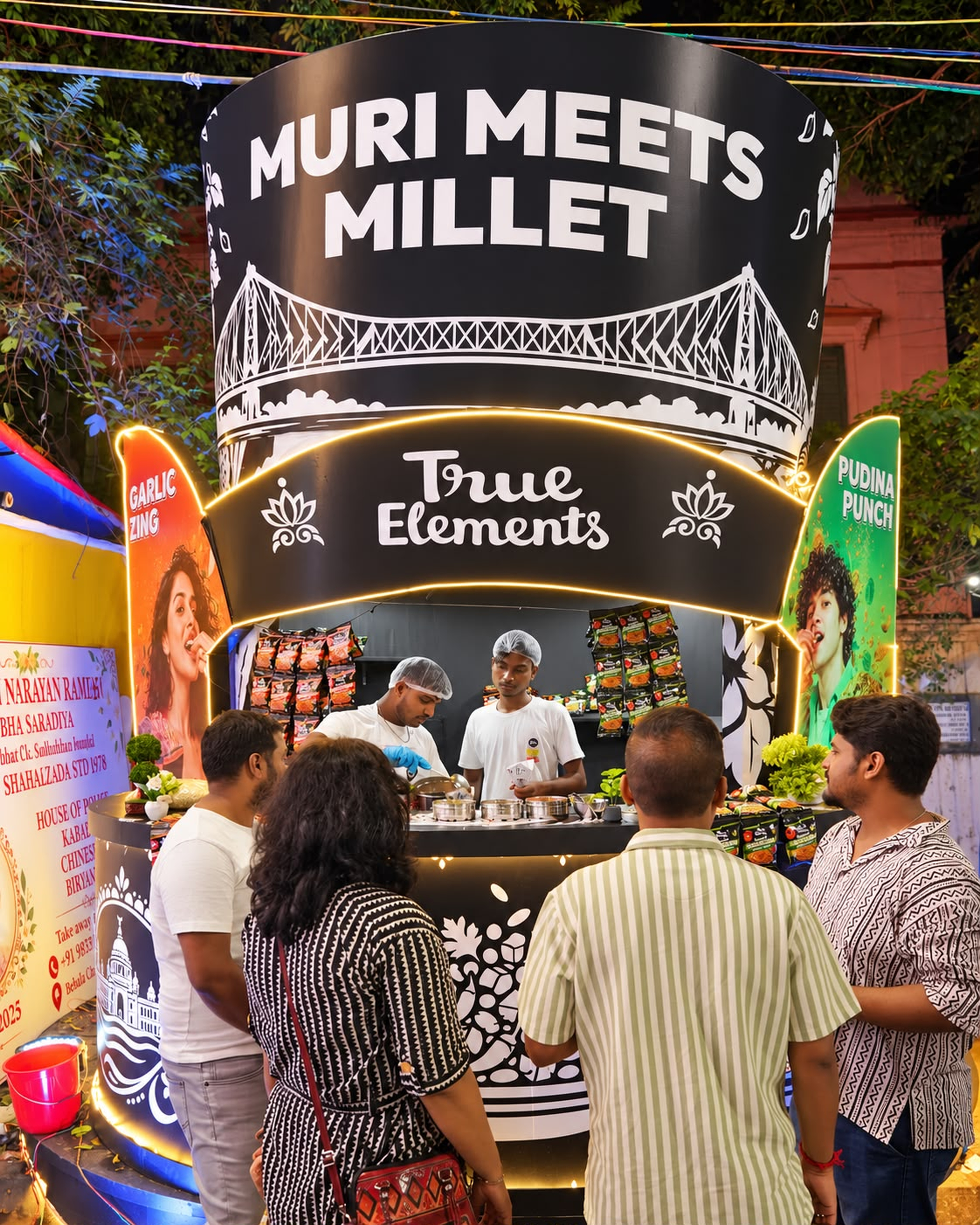 True Elements Brings Kolkata's Favourite Street Snack to Pujo Celebrations with a Larger-than-Life Jhalmuri Installation