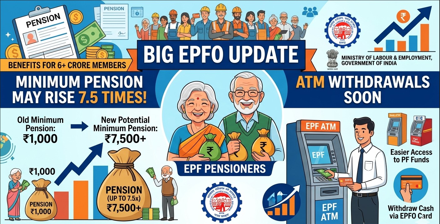 Big EPFO Update: Minimum Pension May Rise 7.5 Times, ATM Withdrawals Soon!