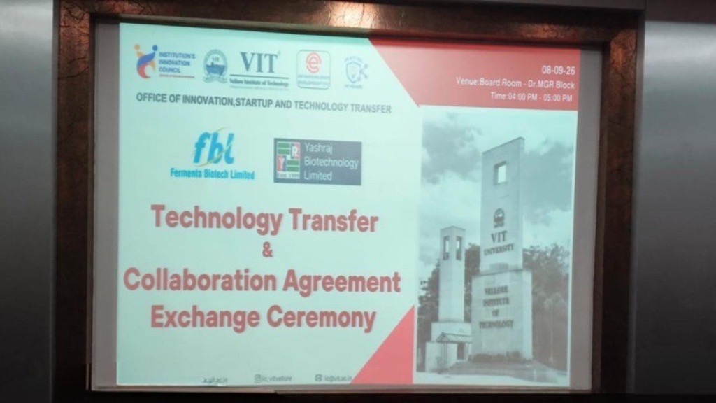 Fermenta Biotech Signs Exclusive Licence Agreement with VIT Vellore for Vitamin B12 Fortification Technology