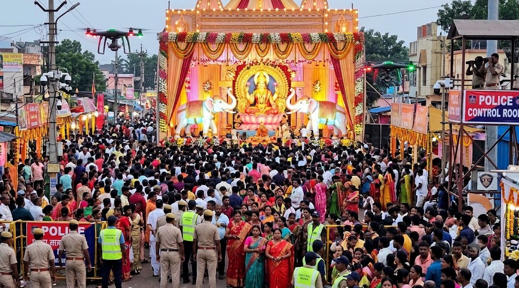 Grand Mandap Kendrapara Gears Up for Grand Gajalakshmi Puja; CCTV, Drones and Heavy ...