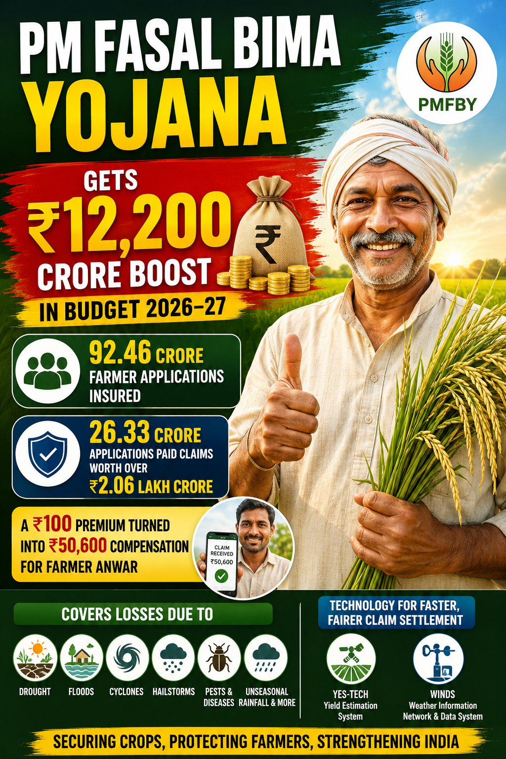PMFBY Enters Second Decade With ₹12,200 Crore Push, Turning Crop Insurance Into a Key Farm-Risk Tool