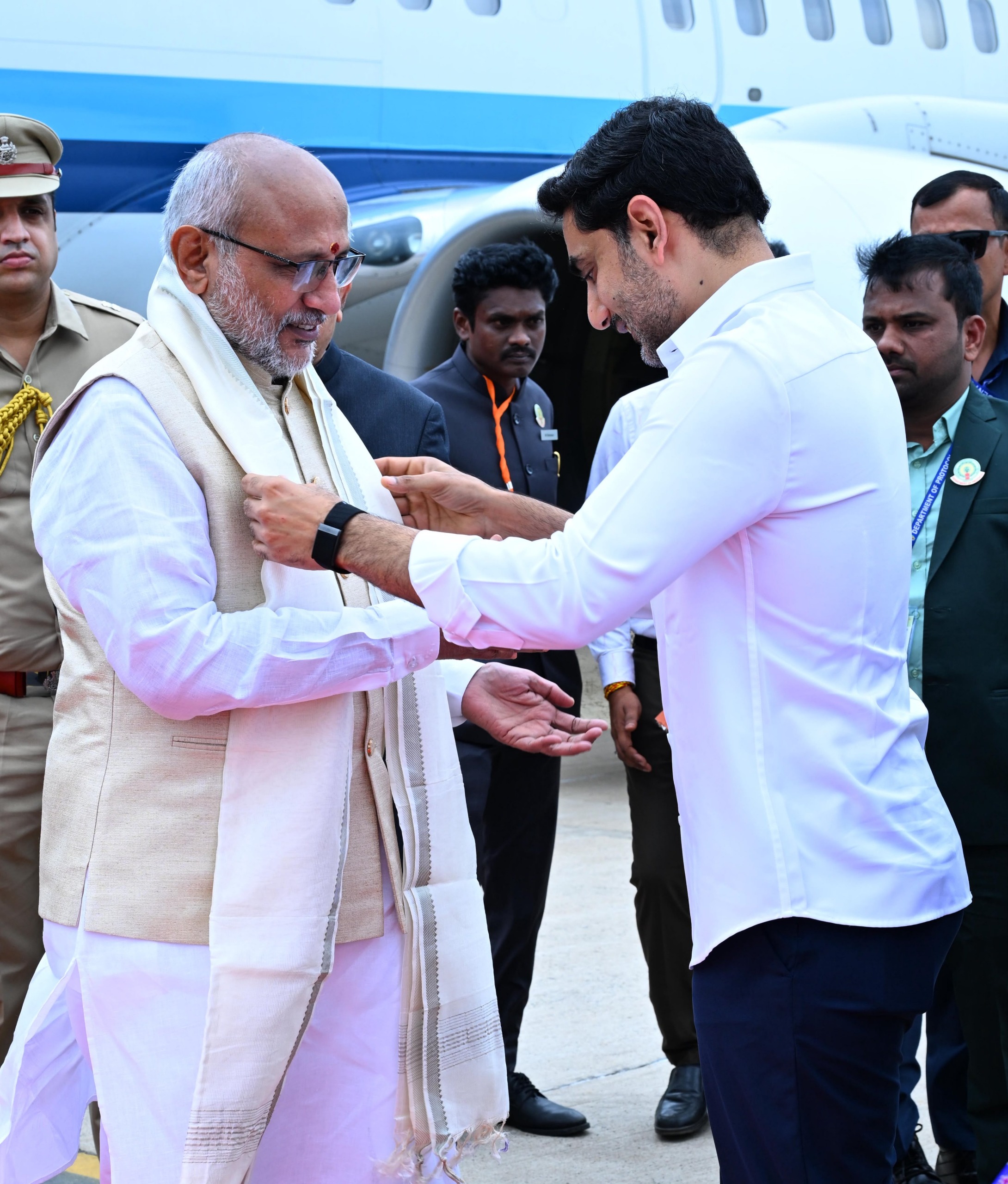 Nara Lokesh Welcomes Vice-President C.P. Radhakrishnan Ahead of Popcorn Maize Seed Launch in Musunuru