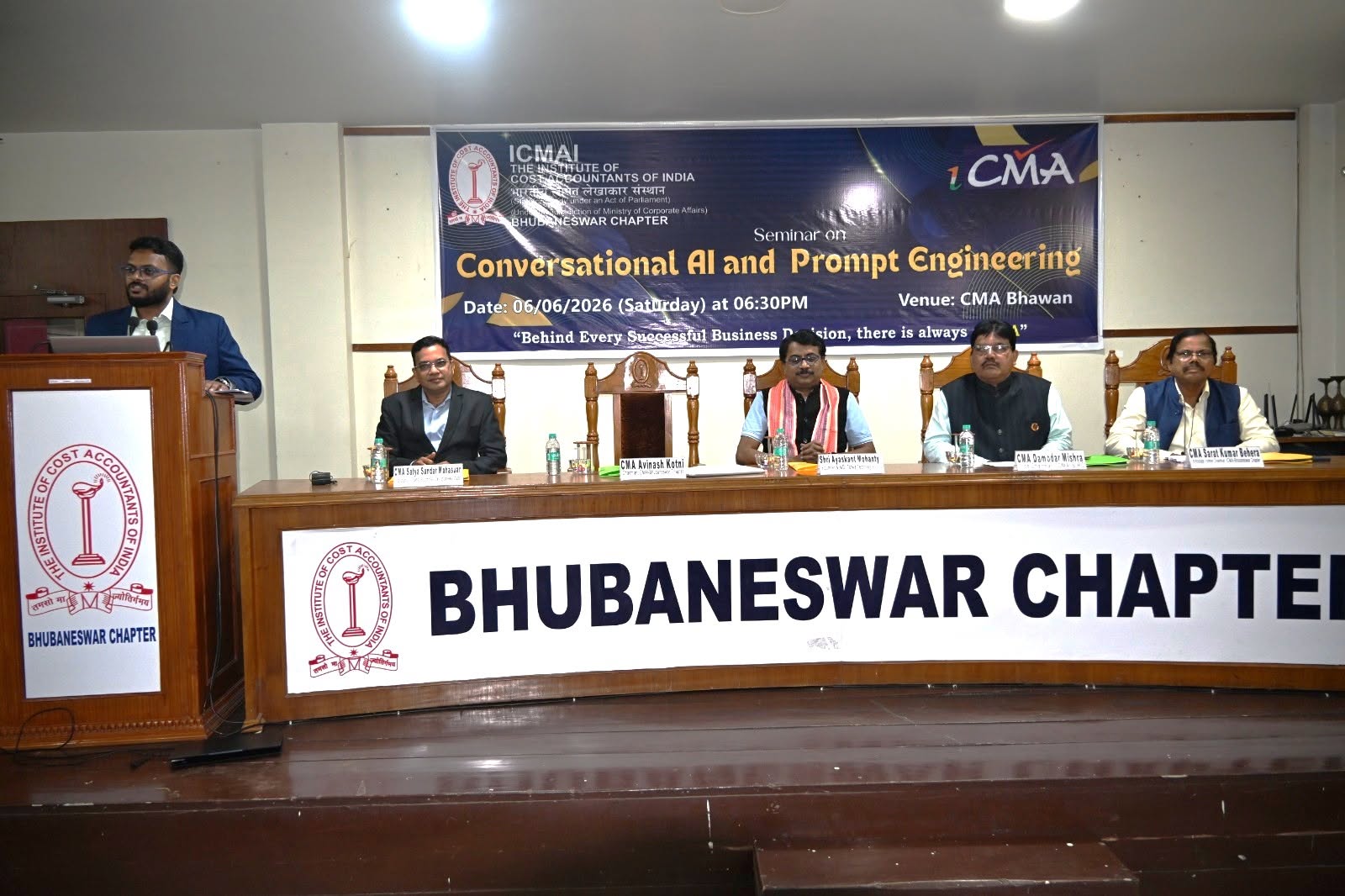 TiE Bhubaneswar President Highlights Importance of Conversational AI and Prompt Engineering at ICMAI Seminar