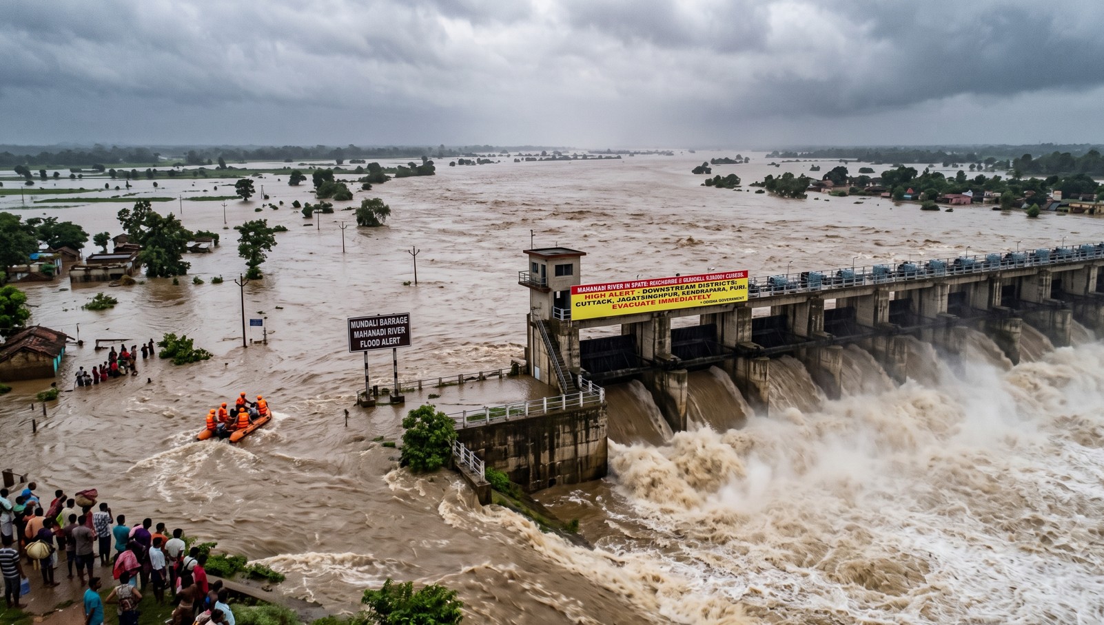 Odisha Floods: Mahanadi in Spate as Over 9.5 Lakh Cusecs Expected at Mundali; Downstream Districts on High Alert