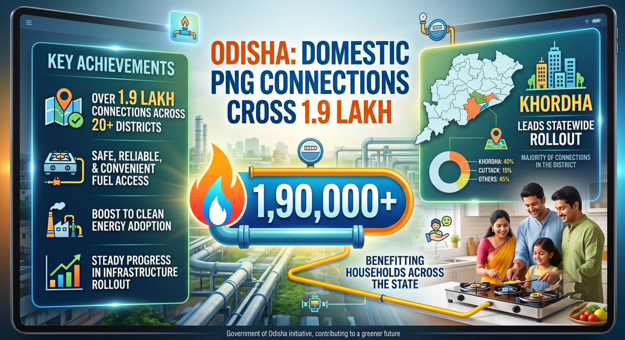 Odisha Crosses 1.9 Lakh Domestic PNG Connections; Khordha Leads Statewide Rollout