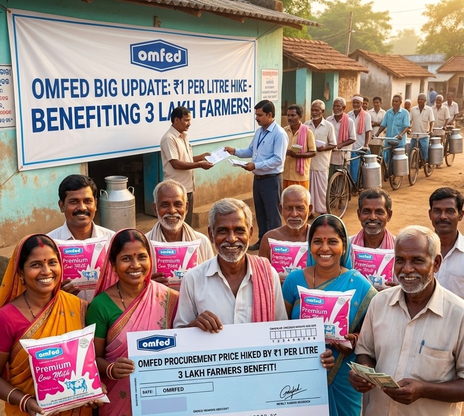 OMFED Raises Milk Procurement Price by ₹1 Per Litre; 3 Lakh Odisha Farmers to Benefit!