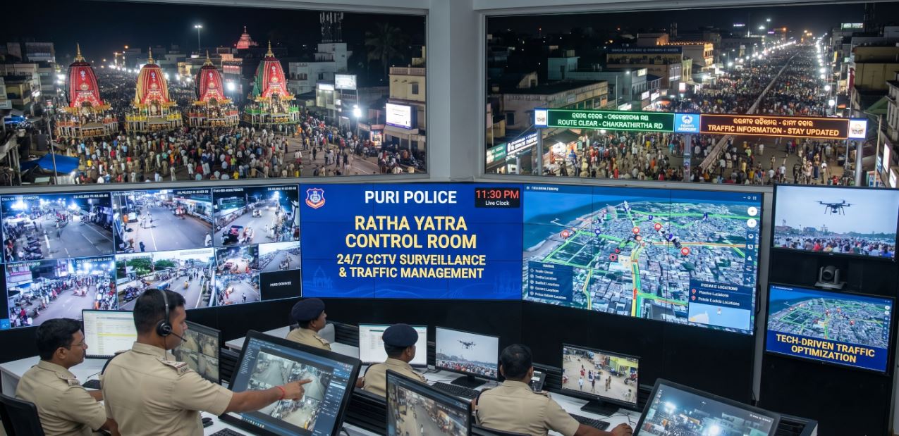 Odisha Police Deploys 24/7 Surveillance & Smart Traffic Systems for Ratha Yatra in Puri!