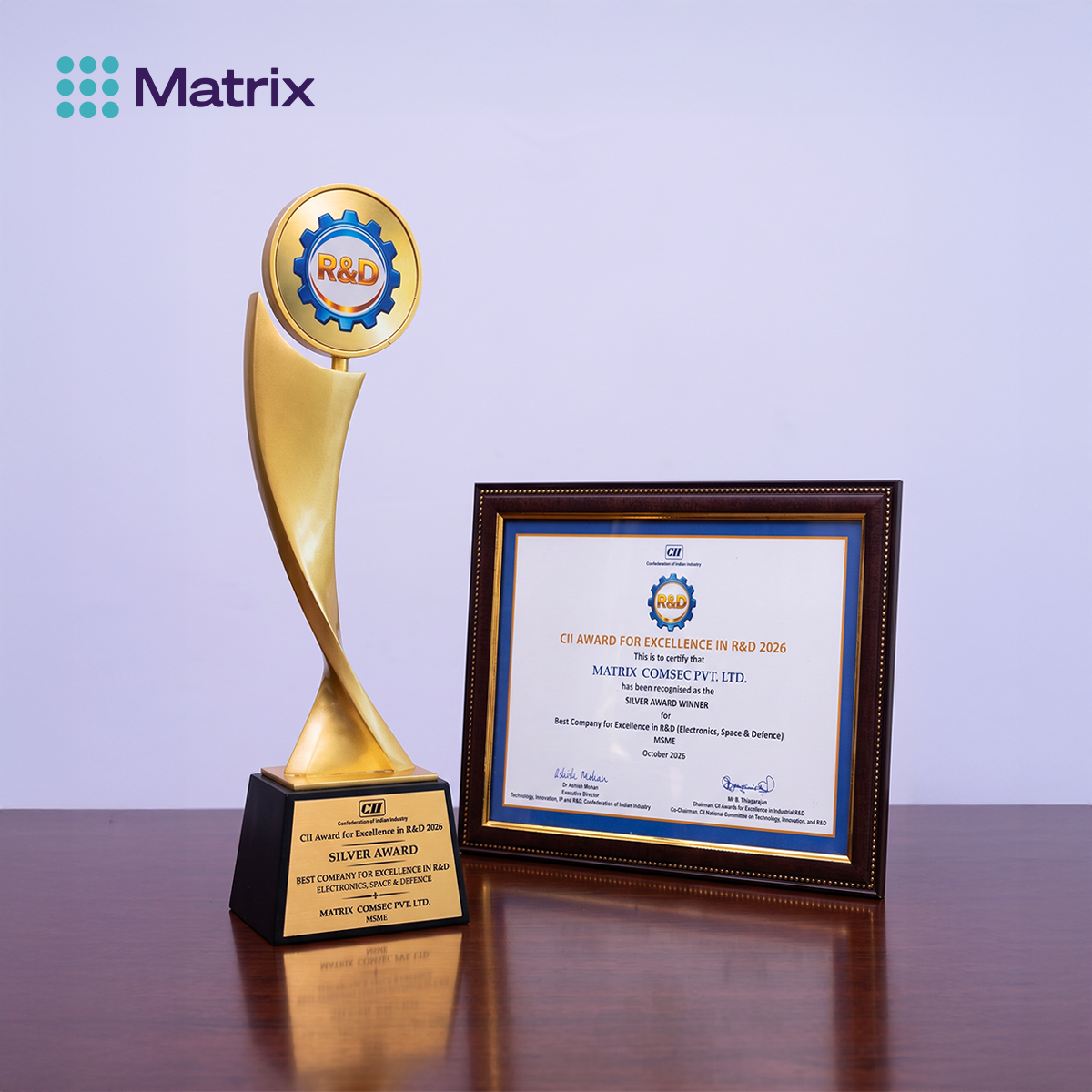 Matrix Comsec Receives CII Award for Excellence in Research & Development