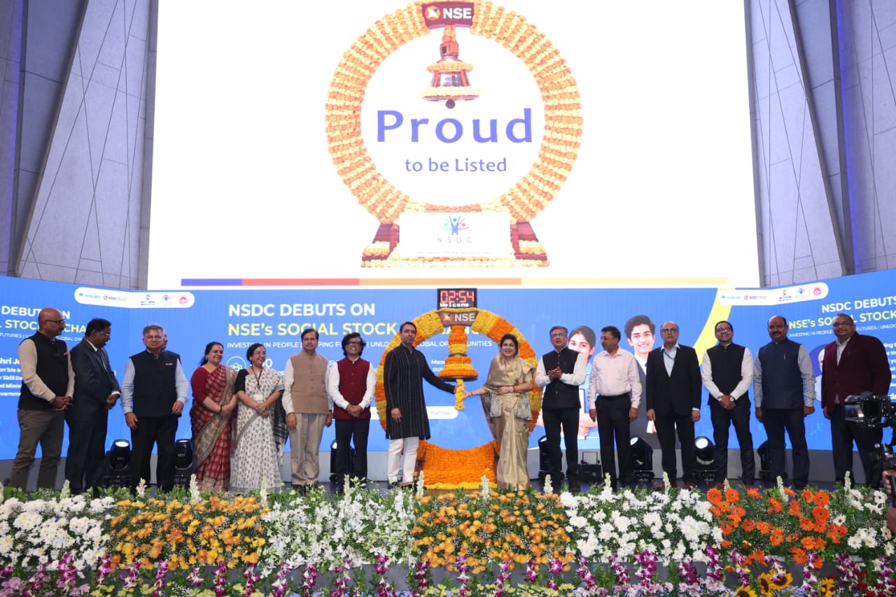 Shri Jayant Chaudhary Rings the Iconic NSE Bell and Marks NSDC’s Debut on NSE Social Stock Exchange, Opening New Avenues for Financing Skill Development and Global Employment