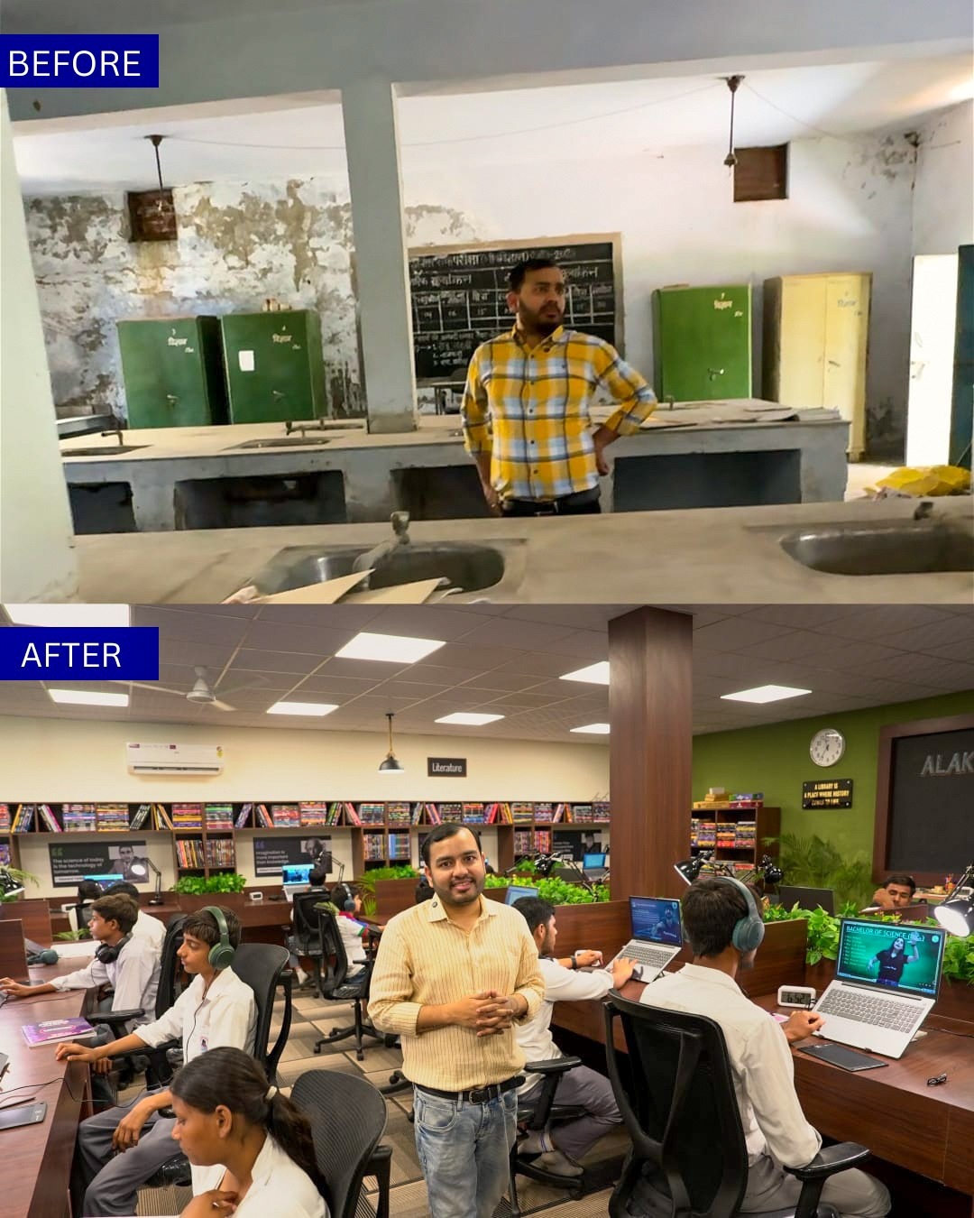Alakh Pandey funded and set up a free digital library in Vaidpura Village, Greater Noida