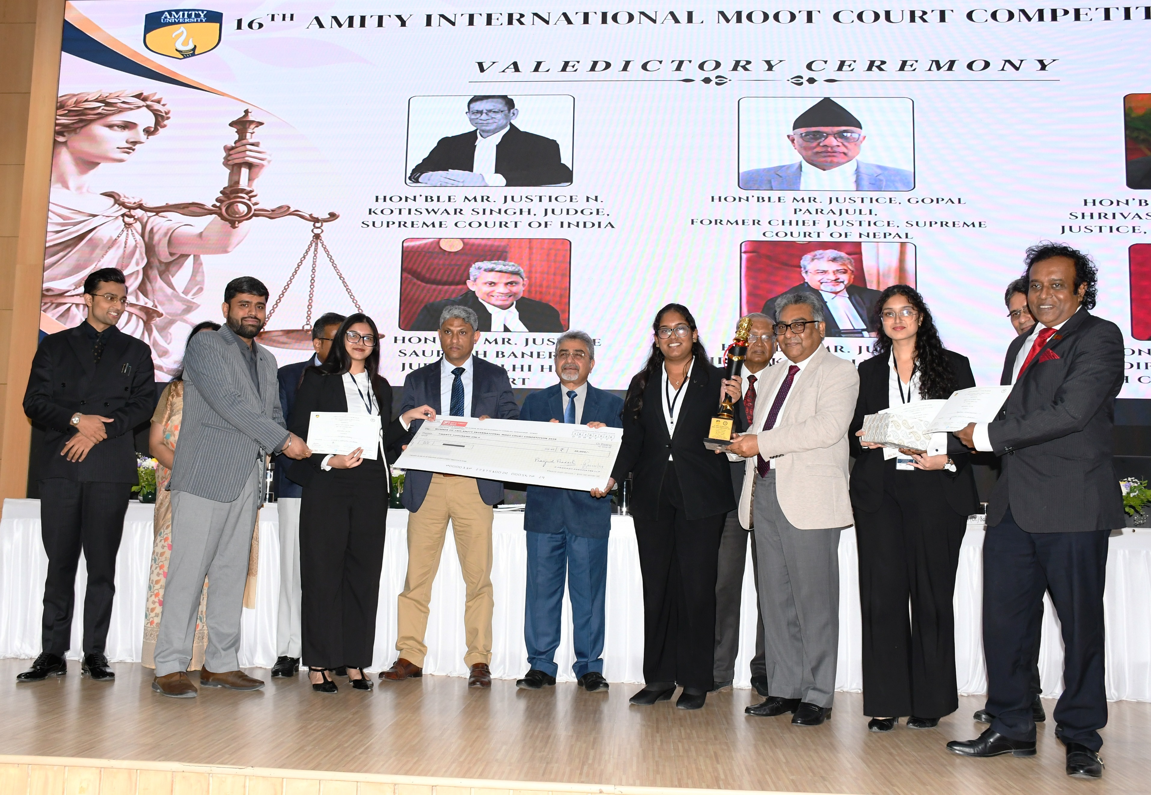 Narsee Monjee Institute of Management Studies(NMIMS) Indore emerges as the Winner of the 16th Amity International Moot Court Competition-2026