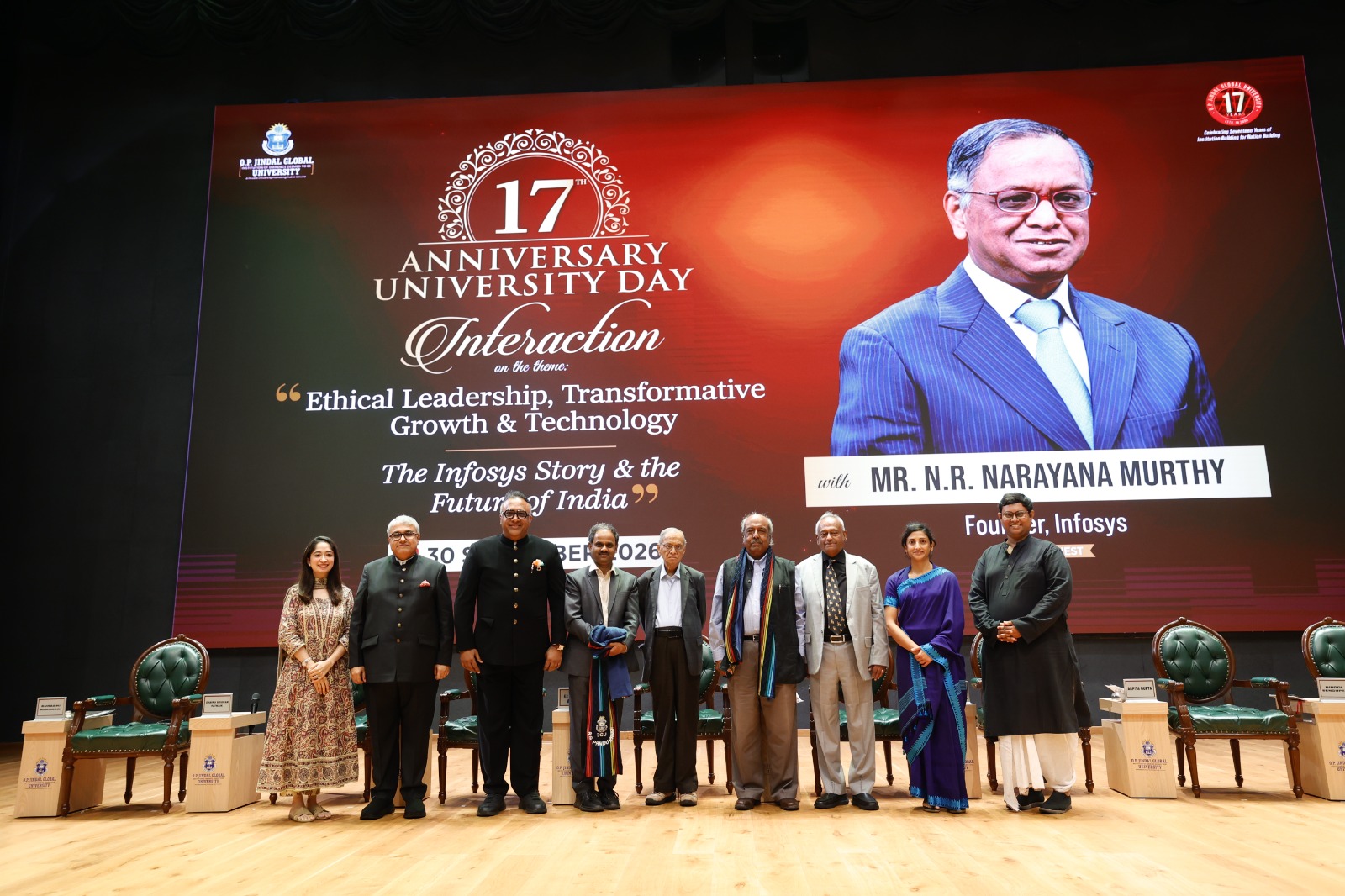 Ideas and Enterprise Can Create Jobs in India to Make it a Developed Country: Infosys Founder N.R. Narayana Murthy at JGU&rsquo;s 17th University Day