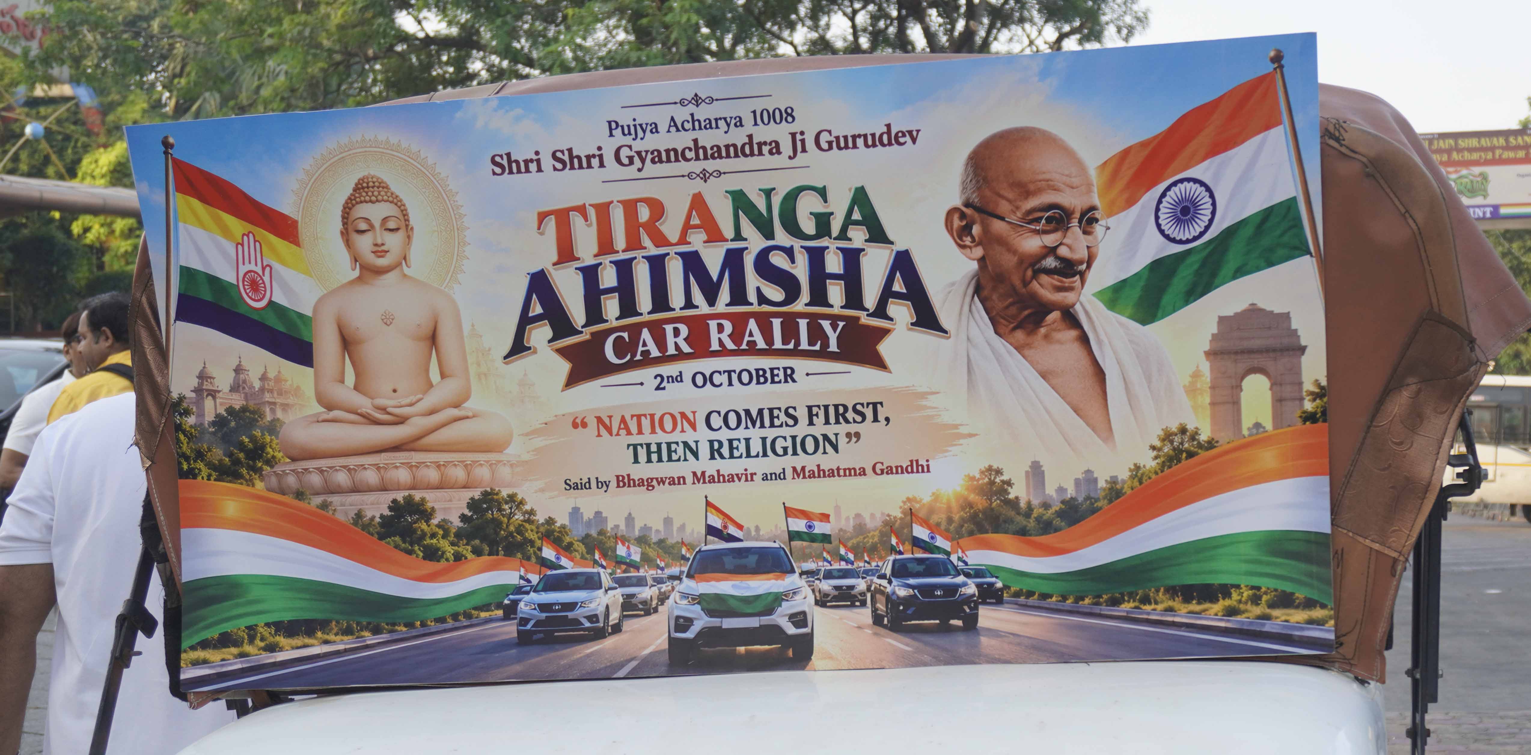 187 Cars Join Hands on Wheels for Tiranga Ahimsa Rally