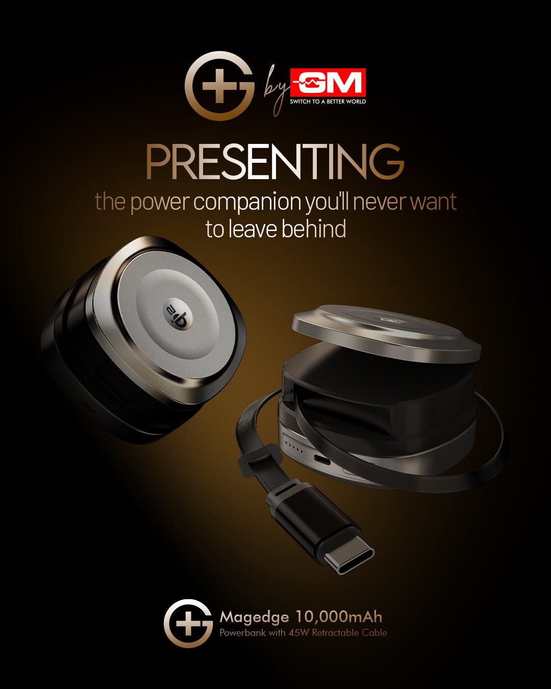 GM Modular Launches G+ MAGEDGE Magnetic Power Bank with 45W Charging and Built-In Type-C Cabl