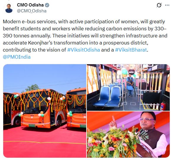 Keonjhar Launches E-Bus Service as Women Drivers Take Charge of City Transport
