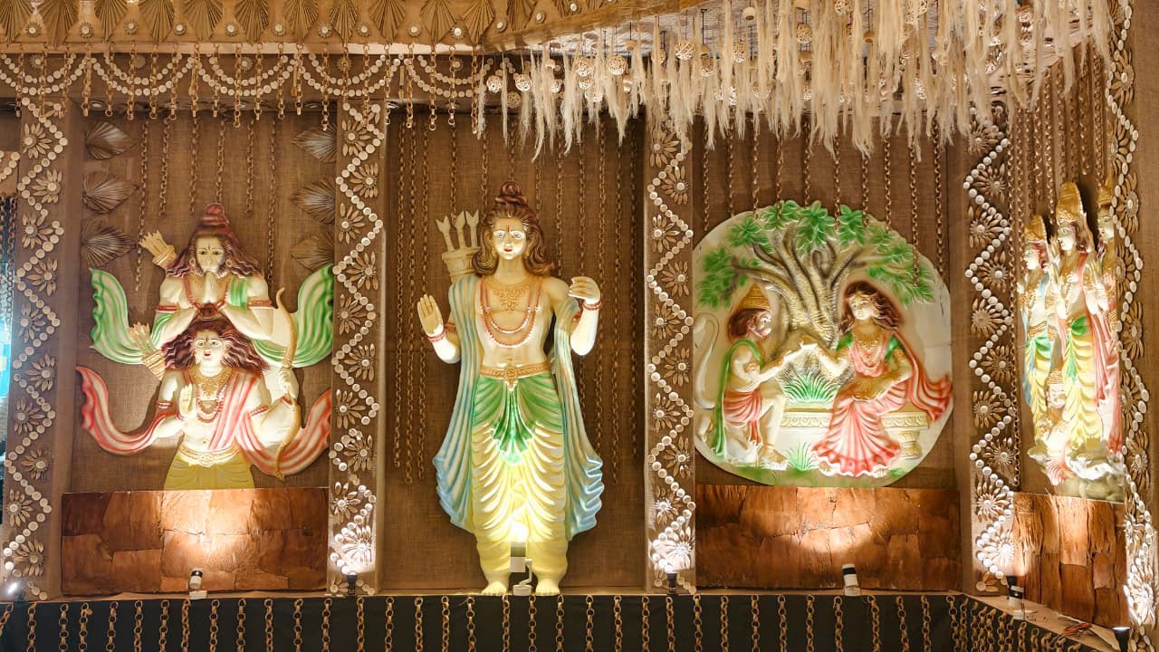 for the inauguration ceremony of the 57th Durga Puja of Young Boys Club, themed &lsquo;Ram Rajya &ndash; Promoting Peace, Dignity and Harmony.