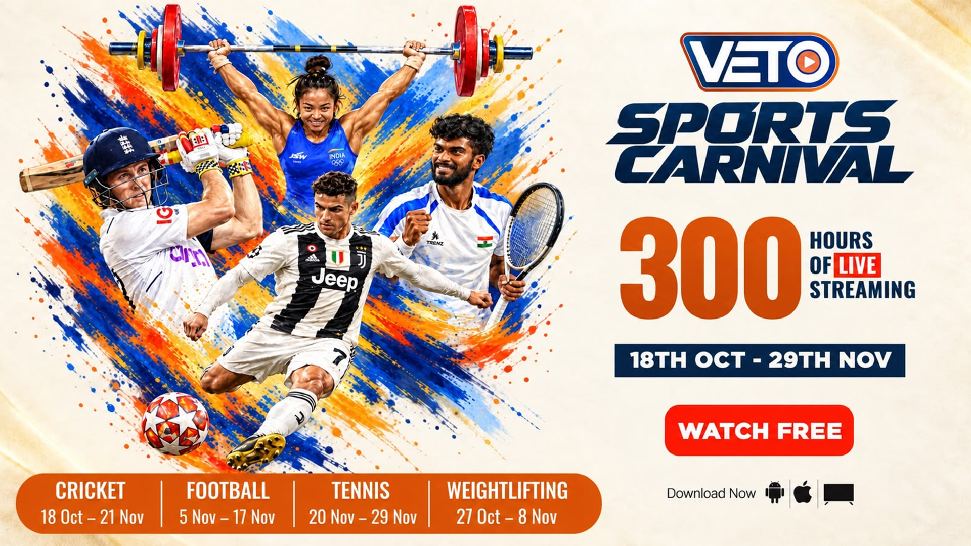 VETO Unveils &lsquo;VETO Sports Carnival&rsquo;, Brings 300+ Hours of Live Sports to Indian Audiences This Festive Season
