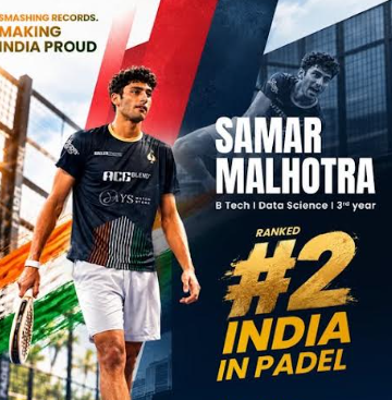 NMIMS Student Samar Malhotra Ranks No. 2 in India in Padel