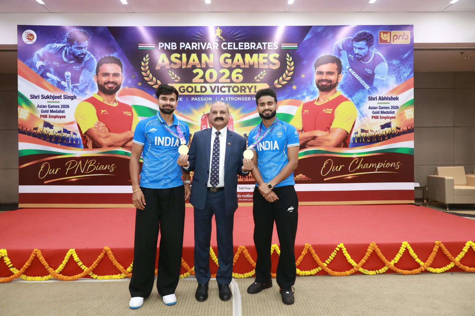 PNB Felicitates Hockey Olympians & Arjuna Awardees Abhishek and Sukhjeet Singh for Asian Games 2026 Heroics