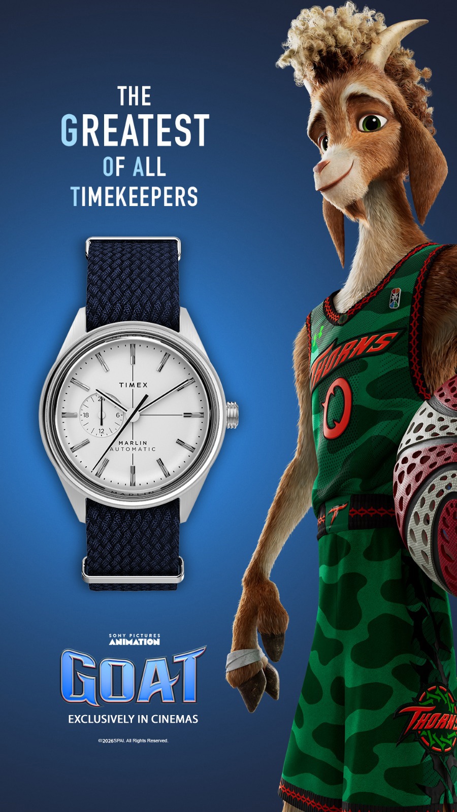 Timex Collaborates With Sony Pictures Animation’s “GOAT” As Official “Greatest Of All Timekeepers,” Reinforcing That Greatness Isn’t Given, It’s Earned Over Time